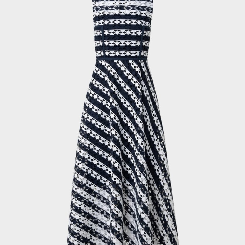 Elegant Black and White Striped Dress